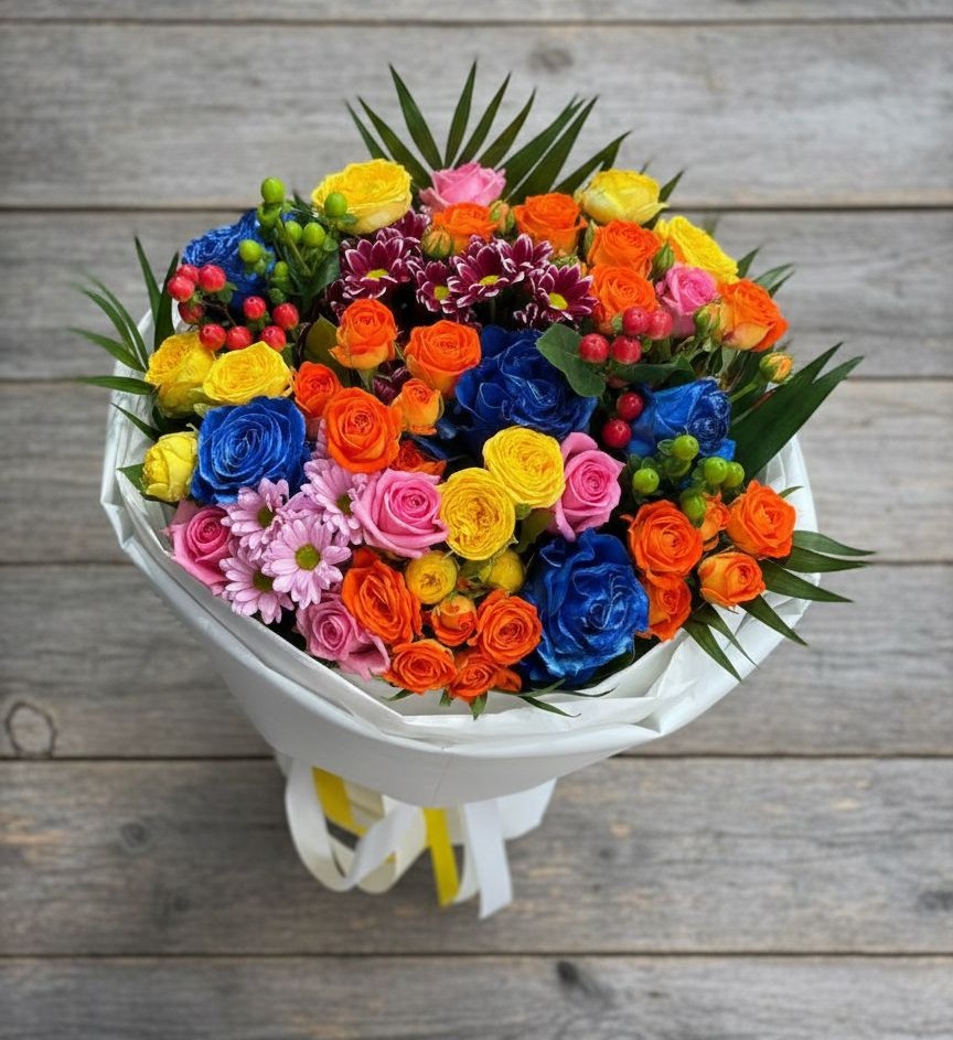 Букет цветов из: Розы и Хризантемы в Краасномайский