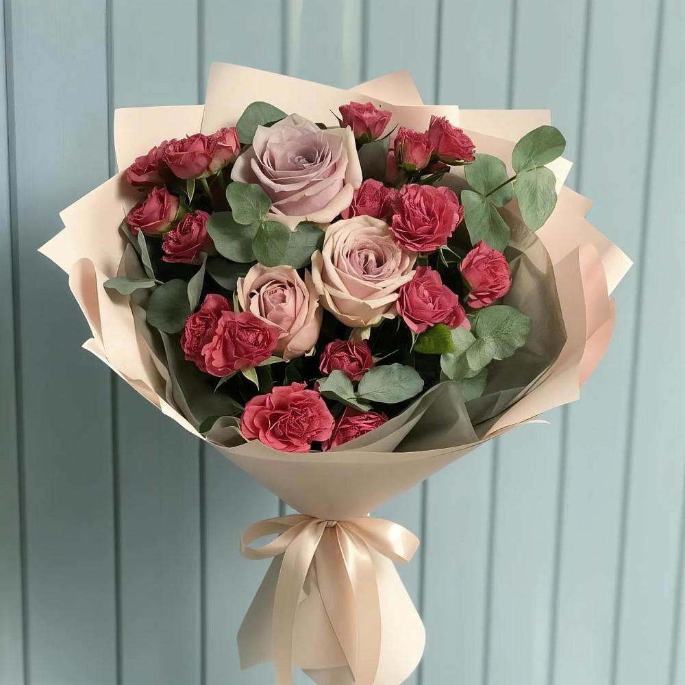 Букет цветов из: Гвоздики и Розы в Краасномайский
