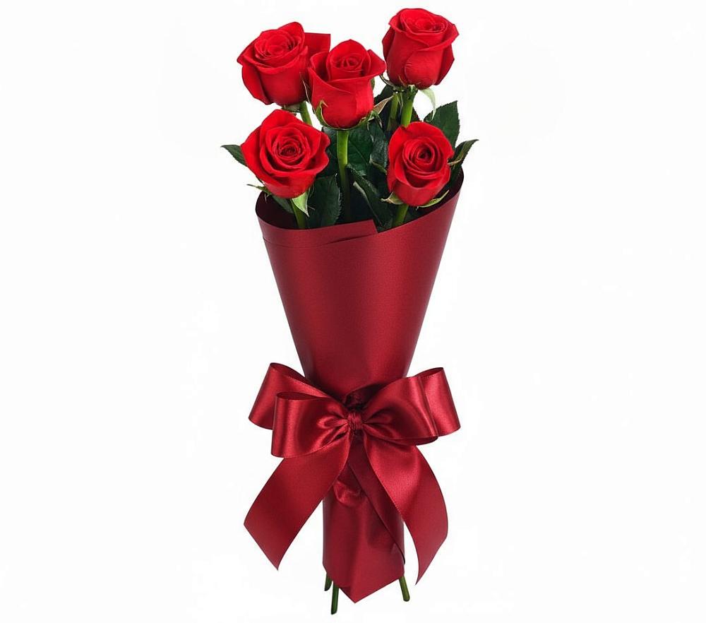 Букет 5 Красных роз Эдлесс Лав в Краасномайский