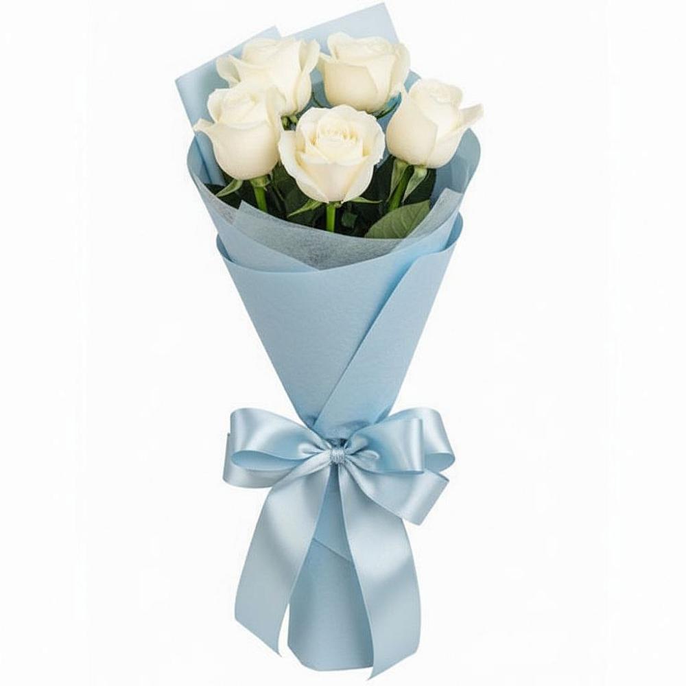 Букет 5 Белых роз Проуд в Краасномайский