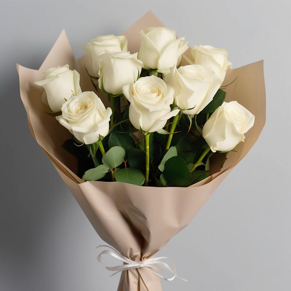 Букет 9 Белых роз Эдлесс Лав в Краасномайский