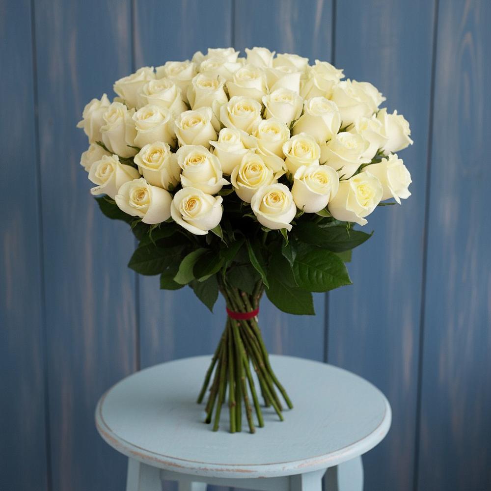 Букет 51 Белая роза Эдлесс Лав в Краасномайский