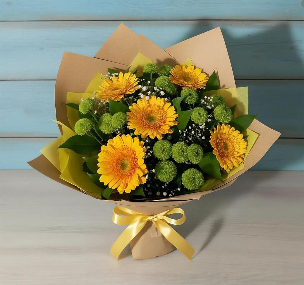 Букет цветов из: Герберы и Хризантемы в Краасномайский