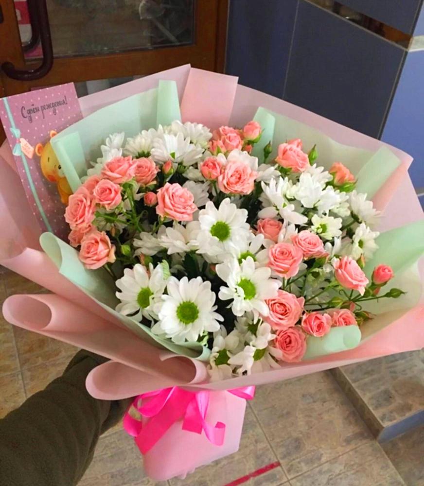 Букет цветов из: Розы и Хризантемы в Краасномайский