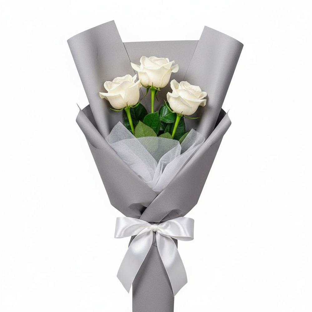 Букет 3 белые розы в Краасномайский