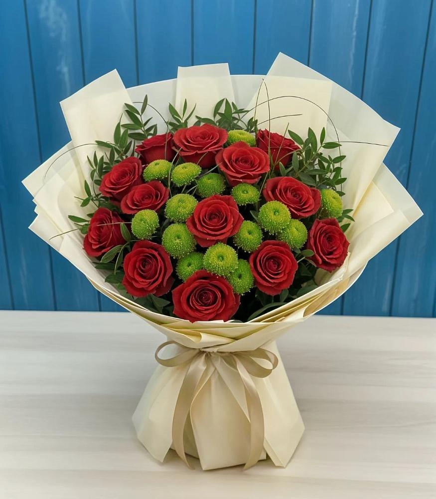 Букет цветов из: Розы и Хризантемы в Краасномайский