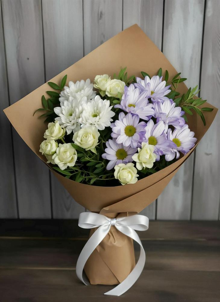 Букет цветов из: Хризантемы и Розы в Краасномайский